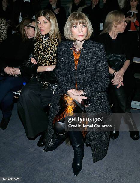 Vogue Fashion Editor Virginia Smith and Vogue Editor-in-Chief Anna Wintour attend the Proenza Schouler fall 2013 fashion show during Mercedes-Benz...