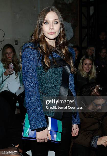 Actress Elizabeth Olson attends the Proenza Schouler fall 2013 fashion show during Mercedes-Benz Fashion Week on February 13, 2013 in New York City.