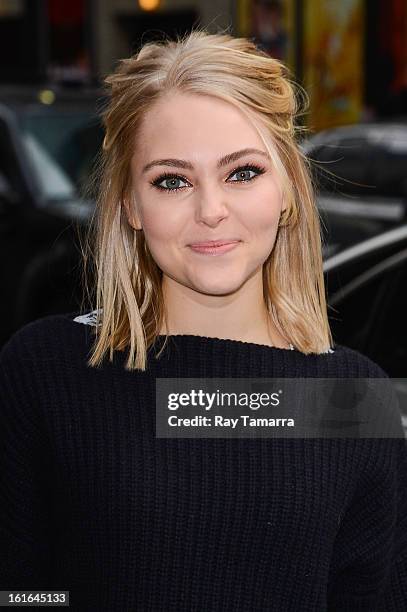 Actress AnnaSophia Robb enters the "Late Show With David Letterman" taping at the Ed Sullivan Theater on February 13, 2013 in New York City.