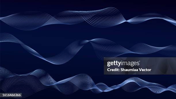 modern blue liquid wave line particle technology abstract background - virtual presentation stock illustrations