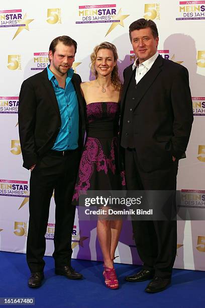 Joerg Vennewald,Rhea Harder and Bruno F. Apitz attend 'Mein Star des Jahres 2013' Awards in the Kehrwieder Theatre on February 13, 2013 in Hamburg,...