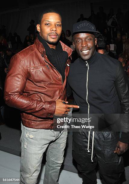 Kerry Rhodes and Michael Kenneth Williams attend Zang Toi during Fall 2013 Mercedes-Benz Fashion Week at The Stage at Lincoln Center on February 13,...