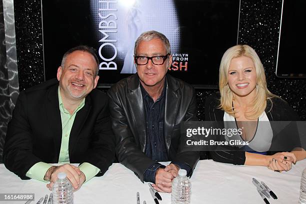 Marc Shaiman, Scott Wittman and Megan Hilty attend The "Bombshell: The New Marilyn Musical from Smash Cast Recording" CD signing at NBC Experience...