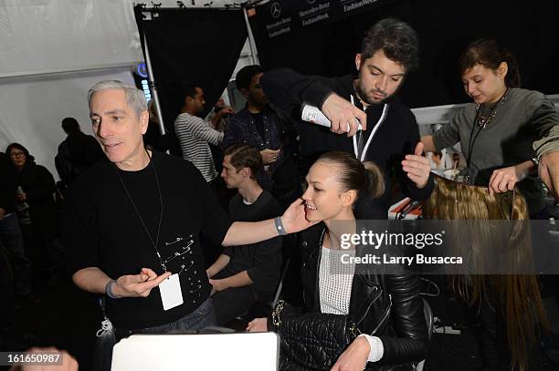 General view of atmosphere backstage at the Michael Kors Fall 2013 fashion show during Mercedes-Benz Fashion Week at The Theatre at Lincoln Center on...