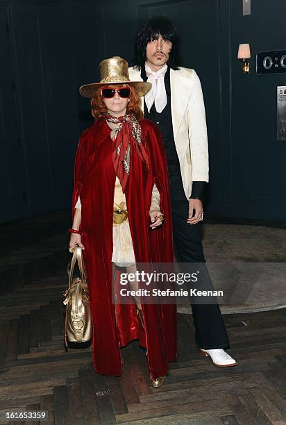 Linda Ramone and musician J.D. King attend Tommy Hilfiger New West Coast Flagship Opening After Party at a Private Club on February 13, 2013 in West...