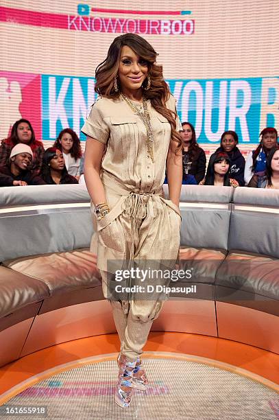 Tamar Braxton visits BET's '106 & Park' at BET Studios on February 13, 2013 in New York City.