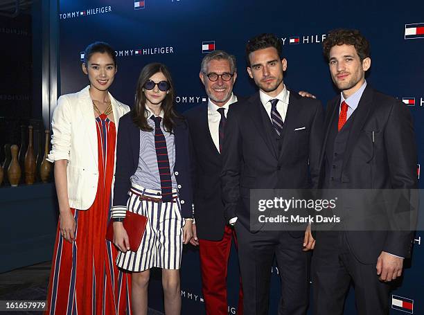 Models Tao Okamoto, Jacquelyn Jablonski, Bernard Fouquet, Arthur Kulkocv, and Max Rogers attend Tommy Hilfiger New West Coast Flagship Opening After...