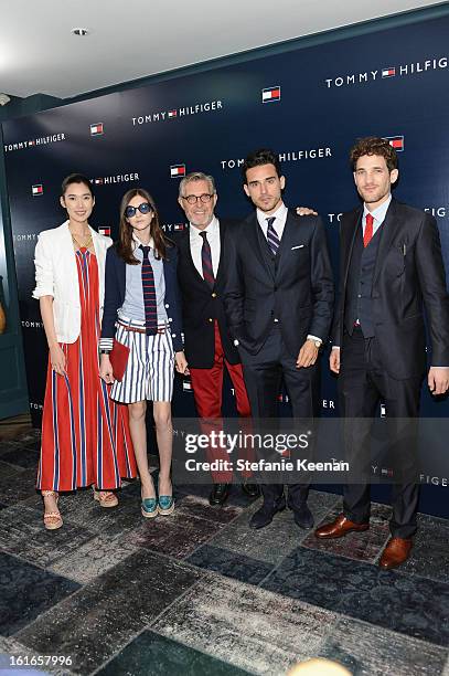 Models Tao Okamoto, Jacquelyn Jablonski, Bernard Fouquet, Arthur Kulkocv, and Max Rogers attend Tommy Hilfiger New West Coast Flagship Opening After...