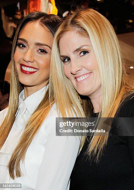 Actress Jessica Alba and Mary Alice Haney attend Tommy Hilfiger New West Coast Flagship Opening on Robertson Boulevard on February 13, 2013 in West...