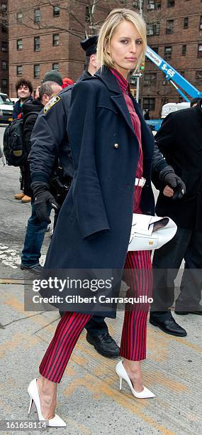 Model Karolina Kurkova attends Fall 2013 Mercedes-Benz Fashion Show at The Theater at Lincoln Center on February 13, 2013 in New York City.