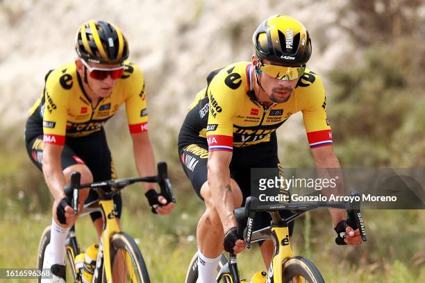 Primoz Roglic of Slovenia and Team Jumbo-Visma competes during the 45th Vuelta a Burgos 2023, Stage 1 a 161km stage from Villalba de Duero to Burgos...