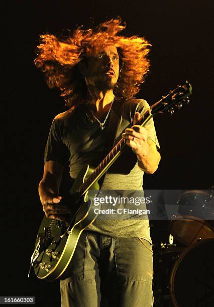 Musician Chris Cornell of Soundgarden performs at The Fox Theatre on February 12, 2013 in Oakland, California.