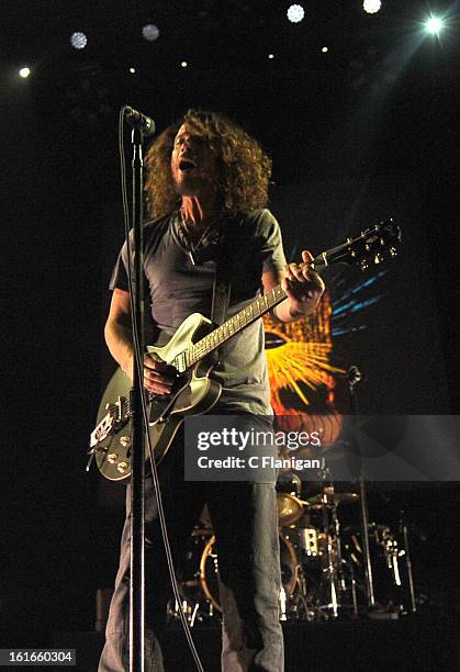 Musician Chris Cornell of Soundgarden performs at The Fox Theatre on February 12, 2013 in Oakland, California.