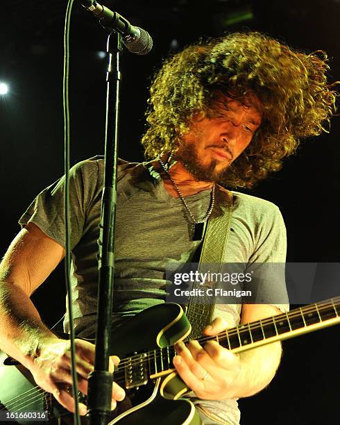 Musician Chris Cornell of Soundgarden performs at The Fox Theatre on February 12, 2013 in Oakland, California.