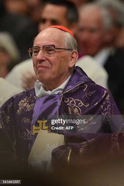 Italian cardinal Battista Re attends the mass for Ash Wednesday, opening Lent, the forty-day period of abstinence and deprivation for the Christians,...