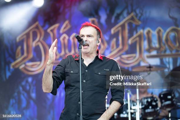 Hansi Kursch of Blind Guardian performs live at the Hellsinki Metal Festival 2023 at Nordis on August 11, 2023 in Helsinki, Finland.