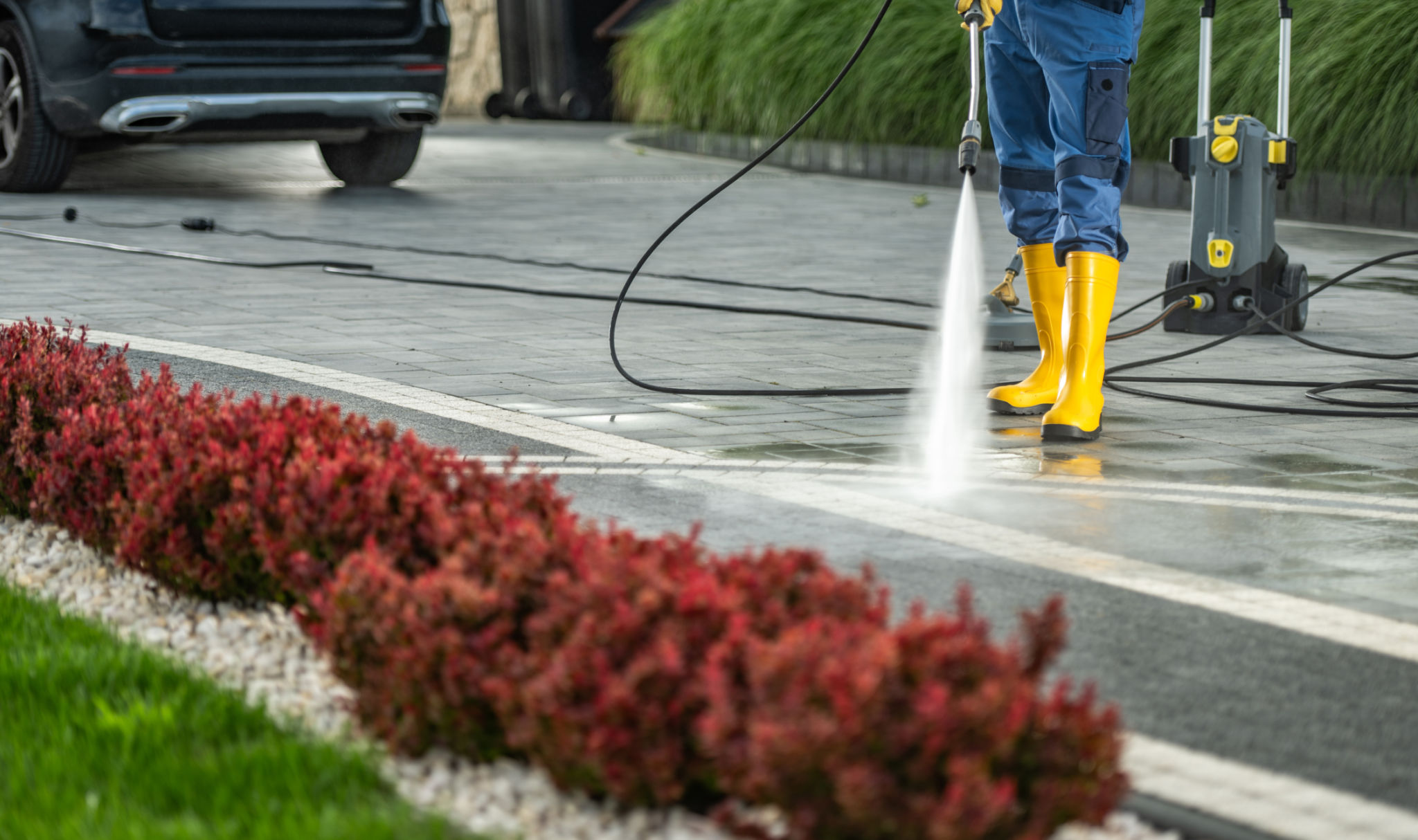homeowner pressure washing