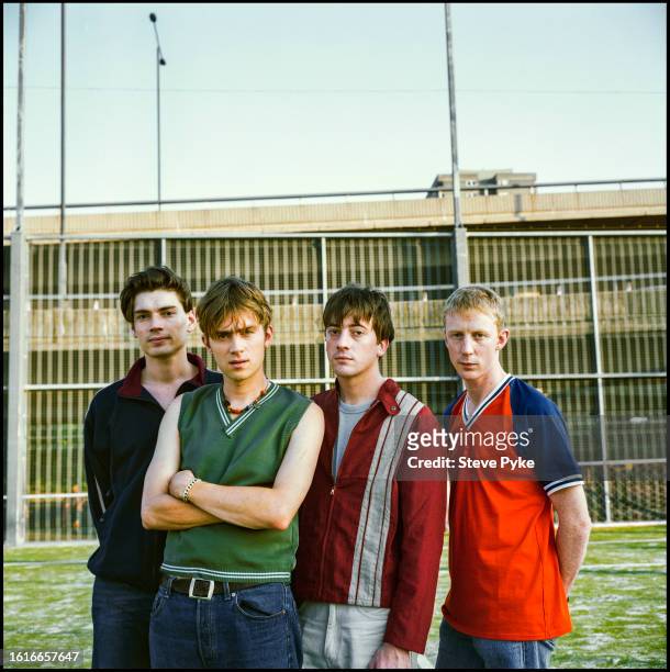 British band Blur, from left to right, Alex James, Damon Albarn, Graham Coxon and Dave Rowntree of photographed in West London 1995