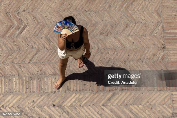 Tourists crowd historic sites and streets despite hot weather as Nero heatwave prevails Europe, in Rome, Italy on August 22, 2023. The heat wave...