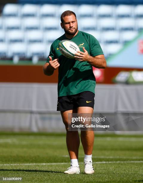 Thomas du Toit of South Africa during the South Africa men's national rugby team training session at Twickenham Stoop on August 22, 2023 in London,...