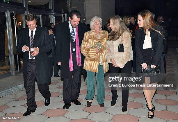 Princess Letizia's father Jesus Ortiz and grandmother Menchu Alvarez are seen on February 13, 2013 in Madrid, Spain.