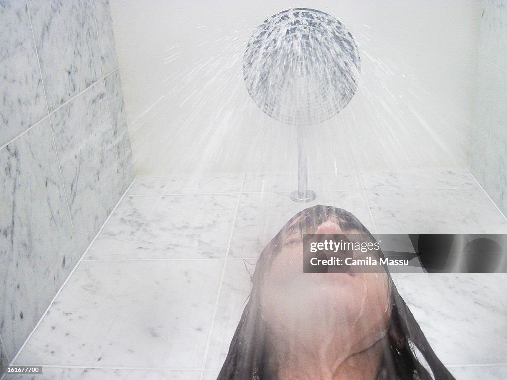 Girl showering