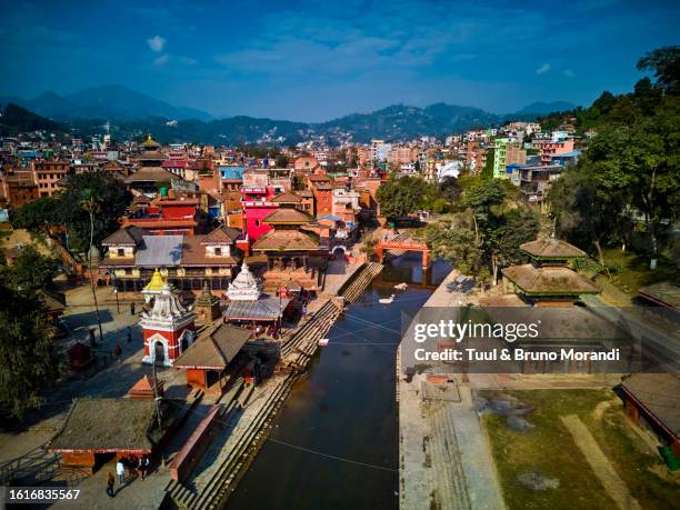 nepal, kathmandu valley, panauti newar village - nepal drone stock pictures, royalty-free photos & images