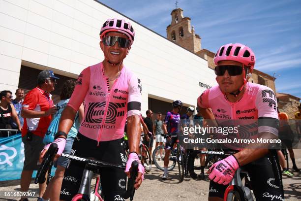 Jefferson Alexander Cepeda of Ecuador and Jonathan Klever Caicedo of Ecuador and Team EF Education-EasyPost prior to the 45th Vuelta a Burgos 2023 -...