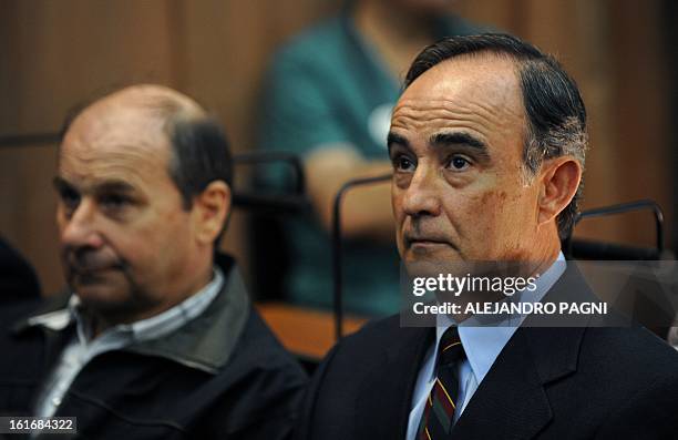 Julio Poch , a Dutch national and a former Argentine naval aviator extradited from Spain in May 2010, attends a trial as defendant, in Buenos Aires,...