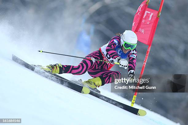 Macarena Simari-Birkner of Argentina races down the course whilst competing in the Alpine FIS Ski World Championships giant slalom race on February...