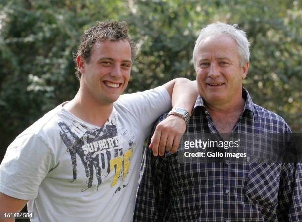 September 9: Paralympic champion, Oscar Pistorius with his father Henke.