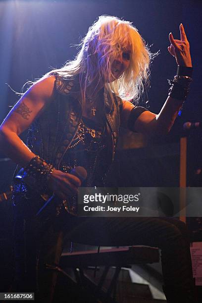 German hard rock vocalist, Doro Pesch of DORO performs in concert at Mojoes on February 13, 2013 in Joliet, Illinois.