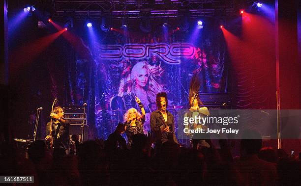 Hardrock band, DORO performs in concert at Mojoes on February 13, 2013 in Joliet, Illinois.