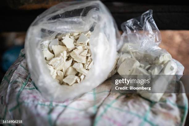 Bags of coca paste in La Paz, Guaviare department, Colombia, on Sunday, July 30, 2023. Ivan Mordisco is a Colombian warlord with a cocaine empire and...