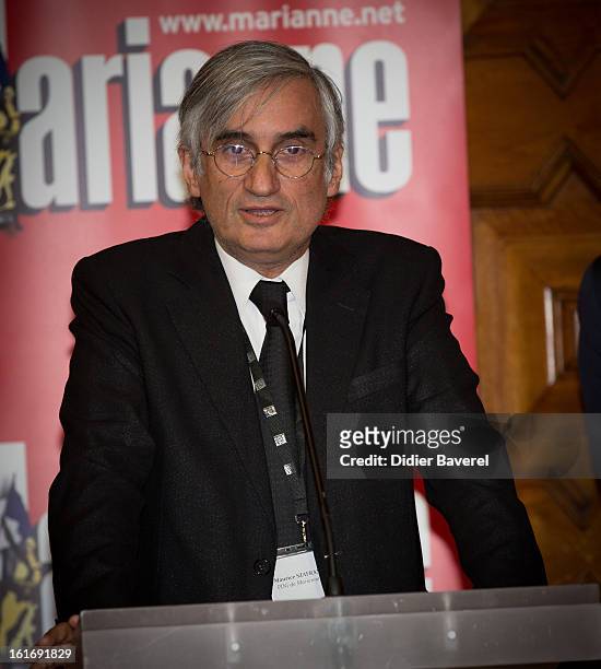 Director of Marianne magazine Maurice Szafran speaks during the Conference 'L'Argent Et l'Ethique' - Money And Ethic at the Centre Universitaire...