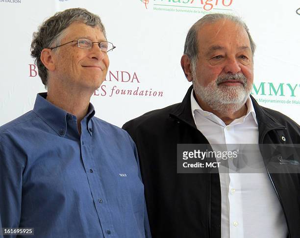 The world's two richest men, Bill Gates and Carlos Slim, seen at an event in Texcoco, Mexico, on February 13 are occasionally teaming up in their...