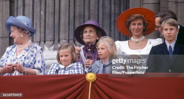 Queen Elizabeth The Queen Mother , Lady Davina Windsor, Princess Alice The Dowager Duchess of Gloucester , Lady Rose Windsor, The Duchess of...