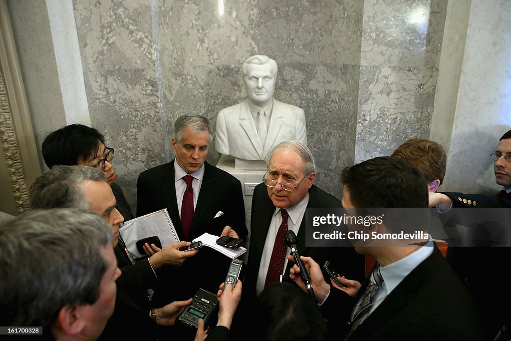 Senators Gather To Caucus Over Hagel Nomination