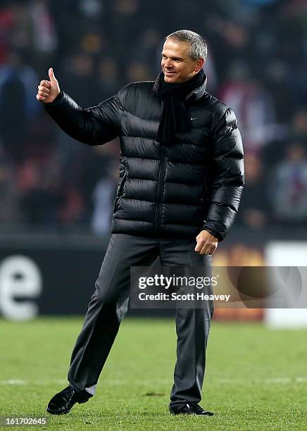 Sparta Praha manager Vitezslav Lavicka during the UEFA Europa League match between AC Sparta Praha and Chelsea on February 14, 2013 in Prague, Czech...