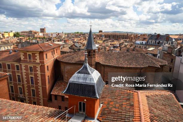 roofs of toulouse. france - toulouse aerial stock pictures, royalty-free photos & images