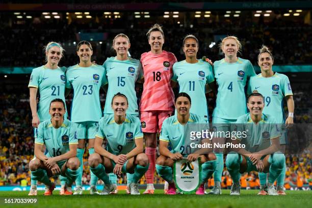 Australia line up Ellie Carpenter, Kyra Lillee Cooney-Cross, Clare Josephine Hunt, Mackenzie Elizabeth Arnold, Mary Boio Fowler, Clare Elizabeth...