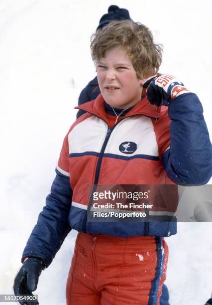 Lord Nicholas Windsor on a ski holiday in Meribel, Switzerland, circa January 1982.