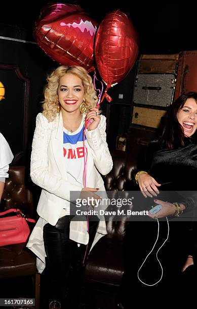Rita Ora and Willa Keswick attend The Rum Kitchen's Valentine's Speed Dating with The Village Bicycle on February 14, 2013 in London, England.