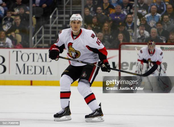 Mike Lundin of the Ottawa Senators skates against the Pittsburgh Penguins at Consol Energy Center on February 13, 2013 in Pittsburgh, Pennsylvania.