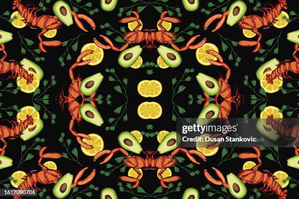 do the avocado dance! - fish ceviche stock illustrations