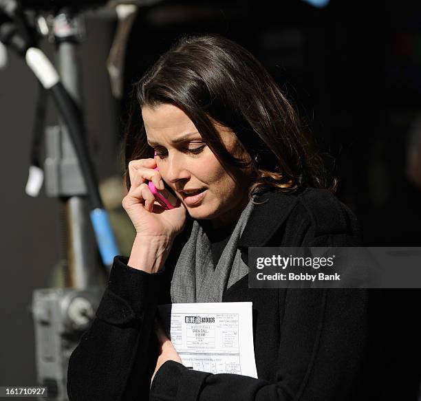 Bridget Moynahan filming on location for "Blue Bloods" on February 14, 2013 in New York City.