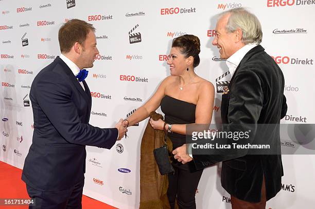Stefan Kiwit, Frederike Terranova and Jo Groebel attend the 5th '99Fire-Films-Award' - Red Carpet Arrivals at Admiralspalast on February 14, 2013 in...