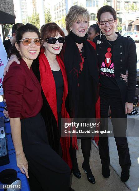 Actresses Marisa Tomei, Frances Fisher and Jane Fonda and City of West Hollywood Mayor Pro Tempore Abbe Land attend the kick-off for One Billion...