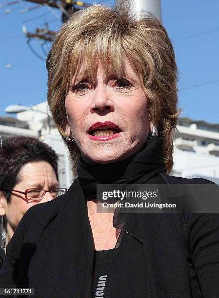 Actress Jane Fonda attends the kick-off for One Billion Rising in West Hollywood on February 14, 2013 in West Hollywood, California.