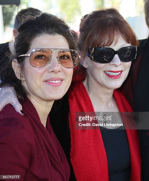 Actresses Marisa Tomei and Frances Fisher attend the kick-off for One Billion Rising in West Hollywood on February 14, 2013 in West Hollywood,...